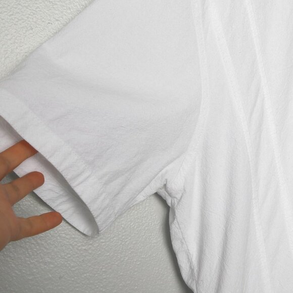 Vintage Mexican Button Down Shirt Short Sleeve Collar White Cotton Abalone - Picture 3 of 7